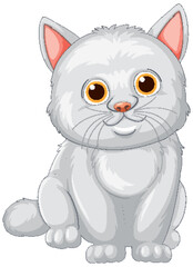 Cute White Cat Illustration