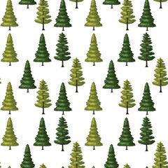 Seamless Evergreen Tree Pattern