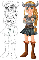 Viking Warrior Girl Illustration