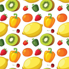 Colorful Fruit and Vegetable Pattern