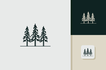 three pines logo design vector template