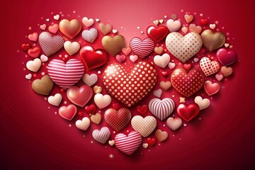 two hearts on a red background