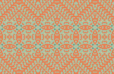 Boho Uzbek Ikat Patternfolk Embroidery, Aztec Geometric Ornament Print. Design for Carpet, Wallpaper, Clothing, Wrapping, Fabric