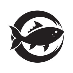 Intricate silhouette of fish with finely detailed fins and scales