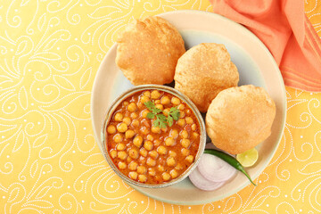 Puri and Chole traditional Indian food