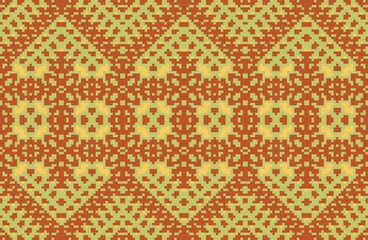 Tribal Islamic Pattern Artfolk Embroidery, Aztec Geometric Ornament Print. Design for Carpet, Wallpaper, Clothing, Wrapping, Fabric