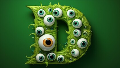 alphabet halloween A B C D E F G H I J K L M N O P Q R S T U V W X Y Z 3D style halloween horror eyeball font. Letters made from monster eyes. 
