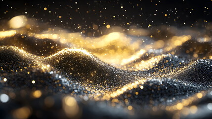Golden and Silver Flowing Abstract Waves