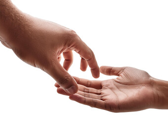 Help Concept hands reaching out to help each other, Isolated on Transparent or White Background