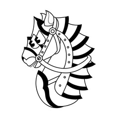 Doodle cute character illustration horse head sticker outline