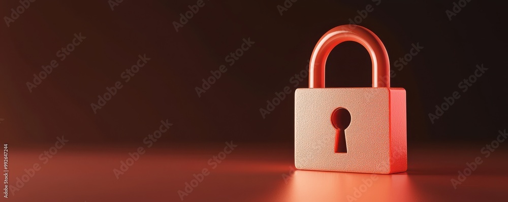 Poster a modern padlock with a keyhole, symbolizing security and protection against unauthorized access.