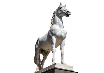 Statue white horse Isolated on Transparent or White Background