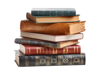 Stack of old books Isolated on transparent or white background