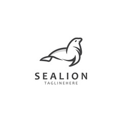 Sea lion mammal logo design animal sea illustration template