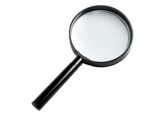 View from above no perspective of a modern magnifying glass on transparent or white background