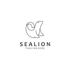 Sea lion mammal logo design animal sea illustration template