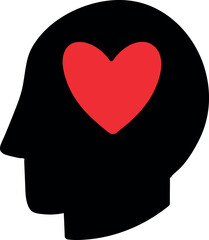 Silhouette of Head with Heart Inside Representing Emotional Connection