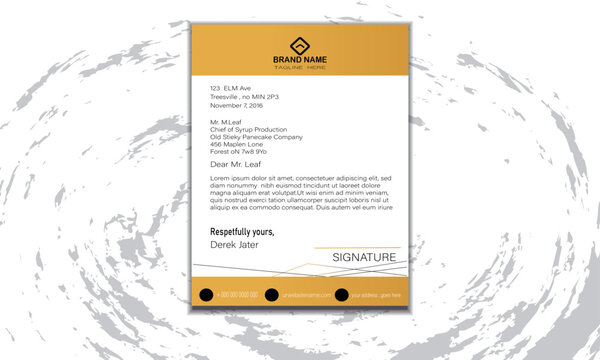 Business style letterhead template design with yellow and black color.
