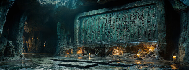 Deep Cave, ancient ruins old civilization in the caves, high resolution panorama