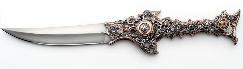Obraz premium A beautifully designed dagger featuring intricate metallic details and a sharp blade, perfect for collectors or decorative purposes.