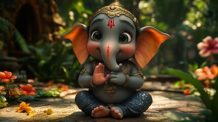 Naklejka premium Baby statue of God Ganesha, Ganpati 