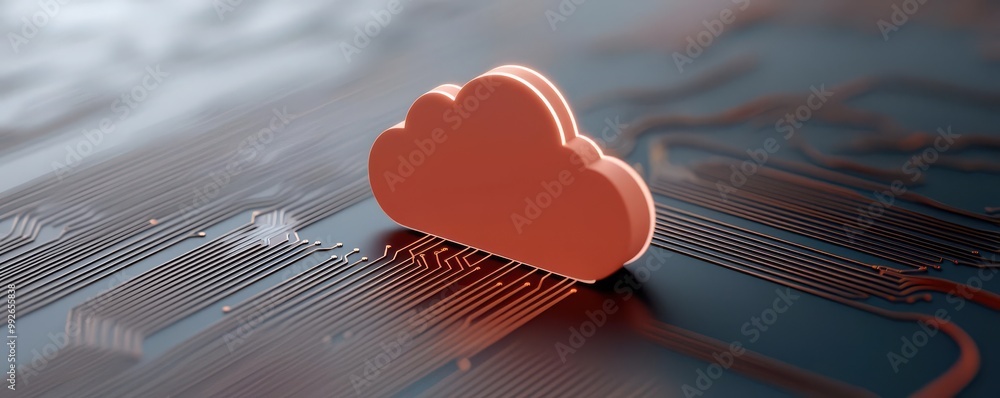 Aufkleber a digital cloud symbol on a circuit board background, representing cloud computing and technology in