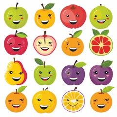 Fototapeta premium A set of smiling fruits each representing a fruit of the Spirit