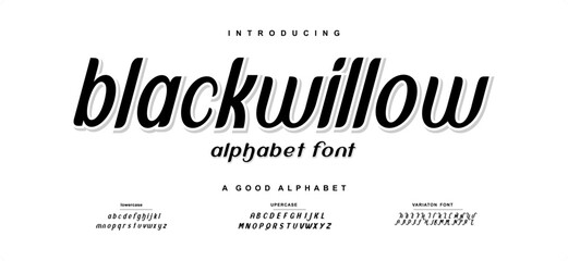 Font Elegant “blackwillow” Uppercase Lowercase And Number. Classic Lettering Minimal Fashion Designs. Fonts serif Typography modern regular decorative vintage concept. vector illustration