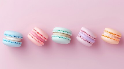 Fototapeta premium Playful macaron arrangement, colorful and cute, pastel shades