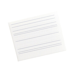 Blank index card mock-up with lined design. png, transparent background.
