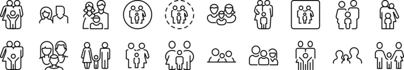 Family Simple Isolated Line Icons Collection. Editable Stroke. Suitable for Web Sites, Books, Cards, Apps