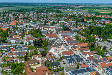 Die schwäbische Stadt Schwabmünchen im Luftbild