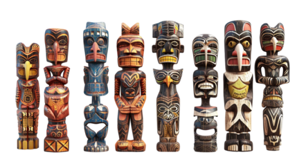 set of totems isolated on a transparent background