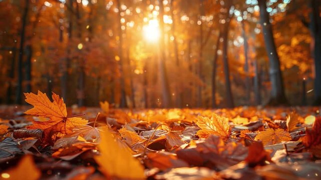 autumn leaves in the park, first day fall celebration concept