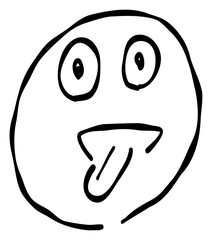 Hand-drawn emojis and emoticons expressing teasing and fun. These materials, drawn in a pen-drawing style, feature simple and cute designs.