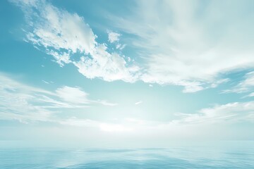 Serene Blue Sky and Calm Ocean Background