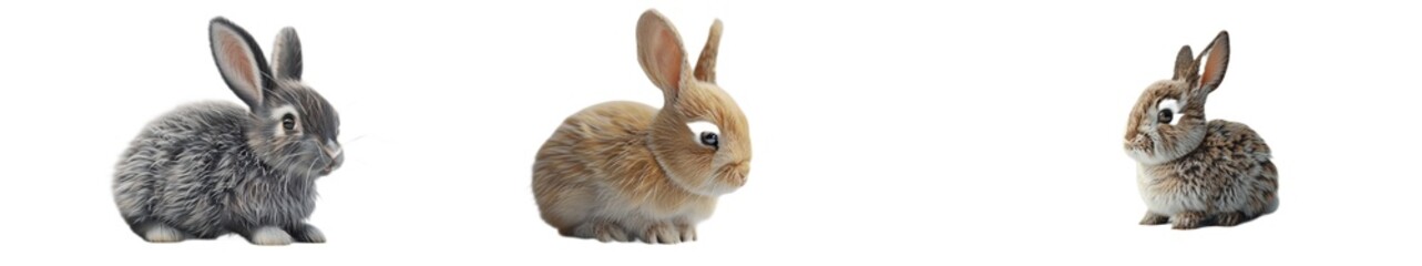 Obraz premium A highly detailed and ultra-sharp 3D model of a baby rabbit, placed on the left side, isolated on a white background
