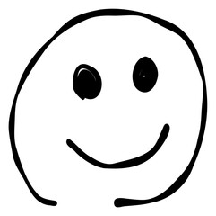 Hand-drawn emojis and emoticons expressing smiles. These materials, drawn in a pen-drawing style, feature simple and cute designs.