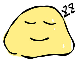 A hand-drawn sleeping face emoji. Features a simple and cute yellow-based design. Stylish and versatile for various scenes.