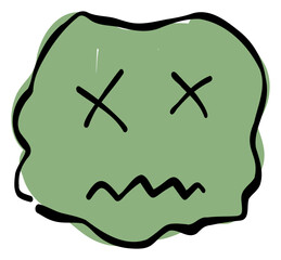 A hand-drawn wrinkled despair face emoji. Features a simple and cute green-based design. Stylish and versatile for various scenes.