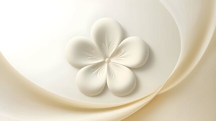 White color flower soft blurred silk leaf white background .