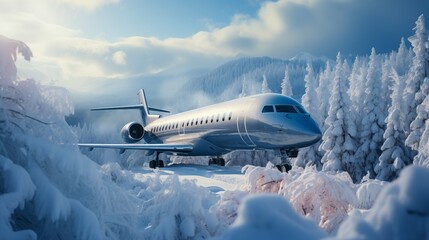 Exclusive Jet Aircraft in Snowy Terrain - State-of-the-Art Technology, Sport Mode, Elegant Design