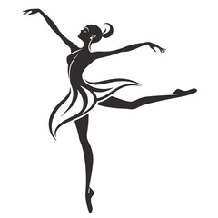 Elegant Ballet Dancer Silhouette for Performing Arts and Dance vector art illustration