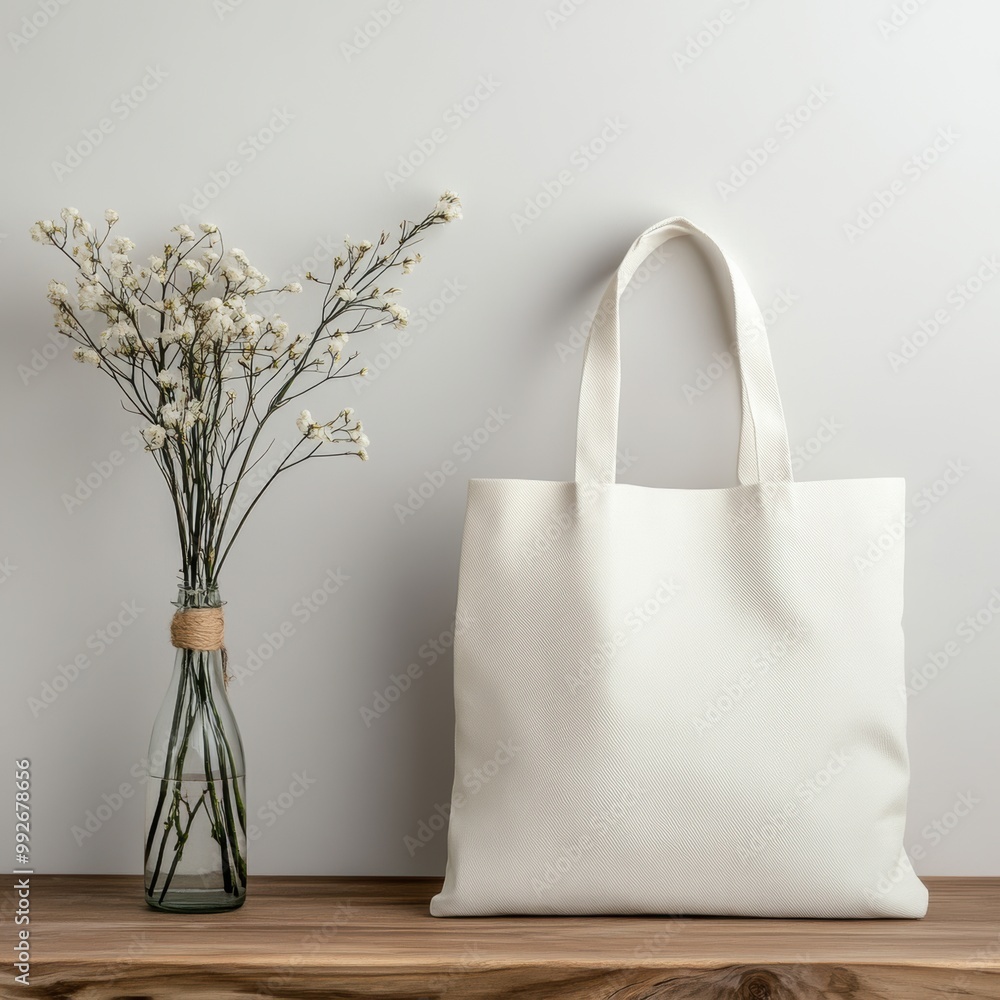 Poster canvas tote bag mock-up with space for custom art or logo.