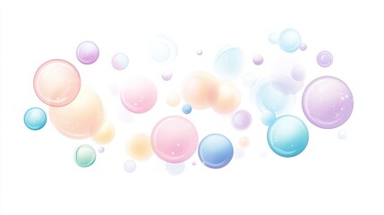 Abstract Pattern of Pastel-Colored Bubbles on a White Background