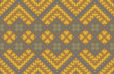 Boho Ikat Pattern Meaningfolk Embroidery, Aztec Geometric Ornament Print. Design for Carpet, Wallpaper, Clothing, Wrapping, Fabric