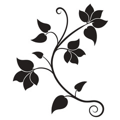 Elegant leafy vine illustration Silhouette vector line art 