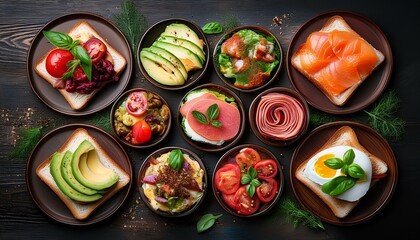 various sandwiches and ingredients on the table