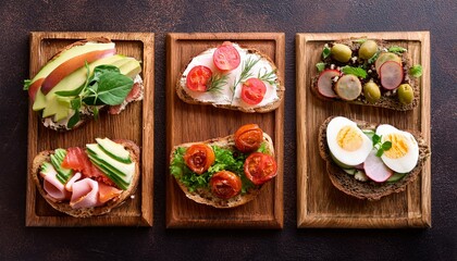 various sandwiches and ingredients on the table