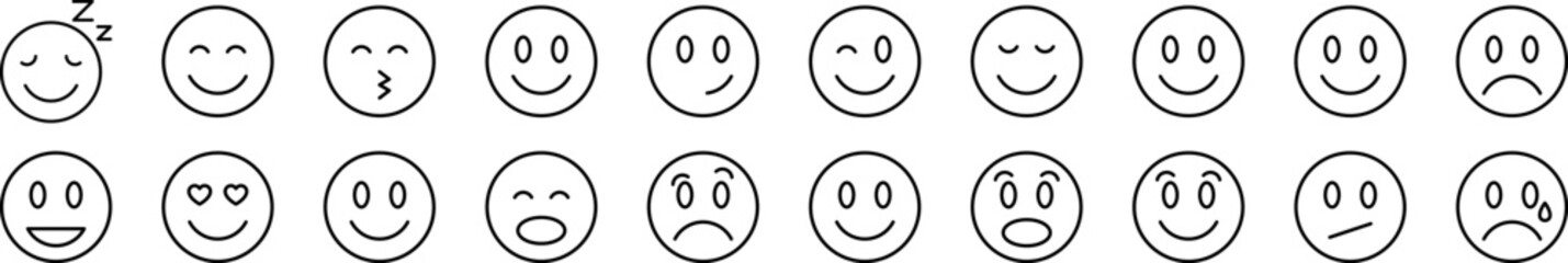 Fototapeta premium Smile Set of Thin Icons. Editable Stroke. Suitable for Web Sites, Books, Cards, Apps